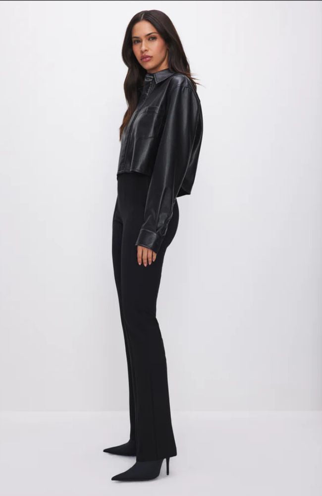 Faux Leather Crop Shirt