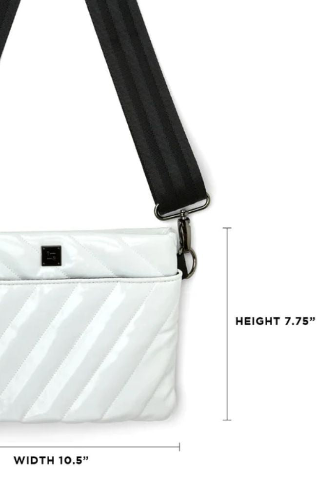 Diagonal Bum Bag 2.0 in White Patent