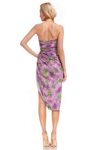 Metallic Floral Strapless Printed Dress