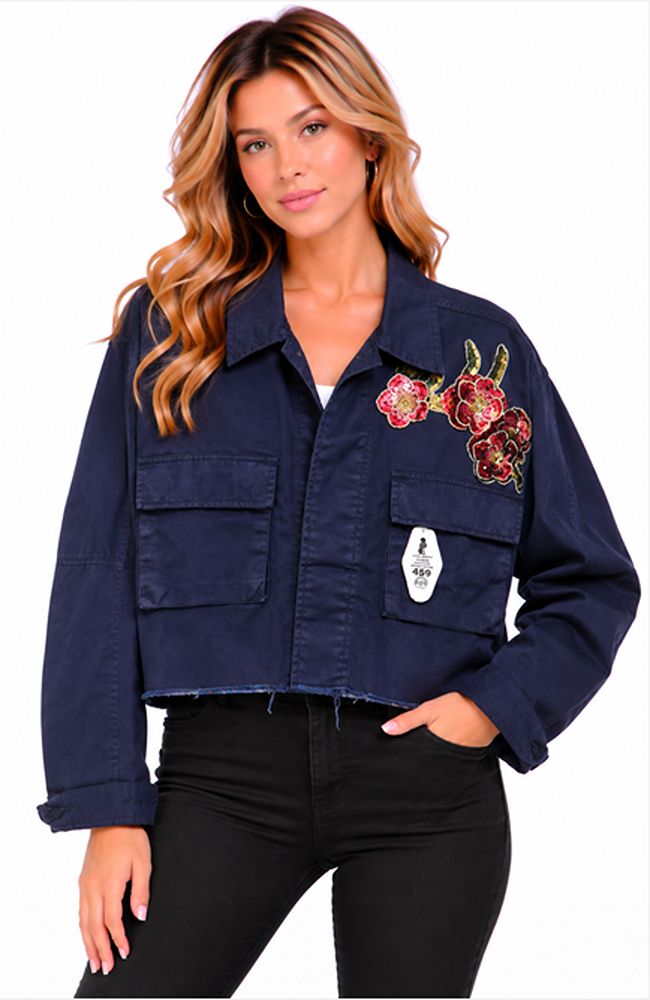 Crop Navy Blue Jacket