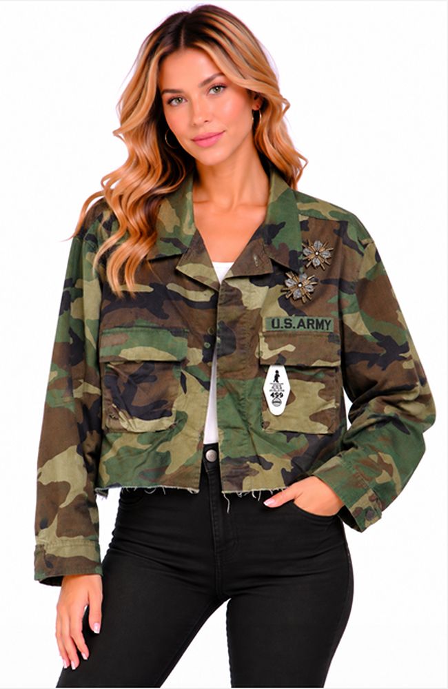 Crop Camo Olive Jacket