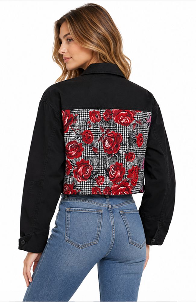 Black Jacket with Red Roses