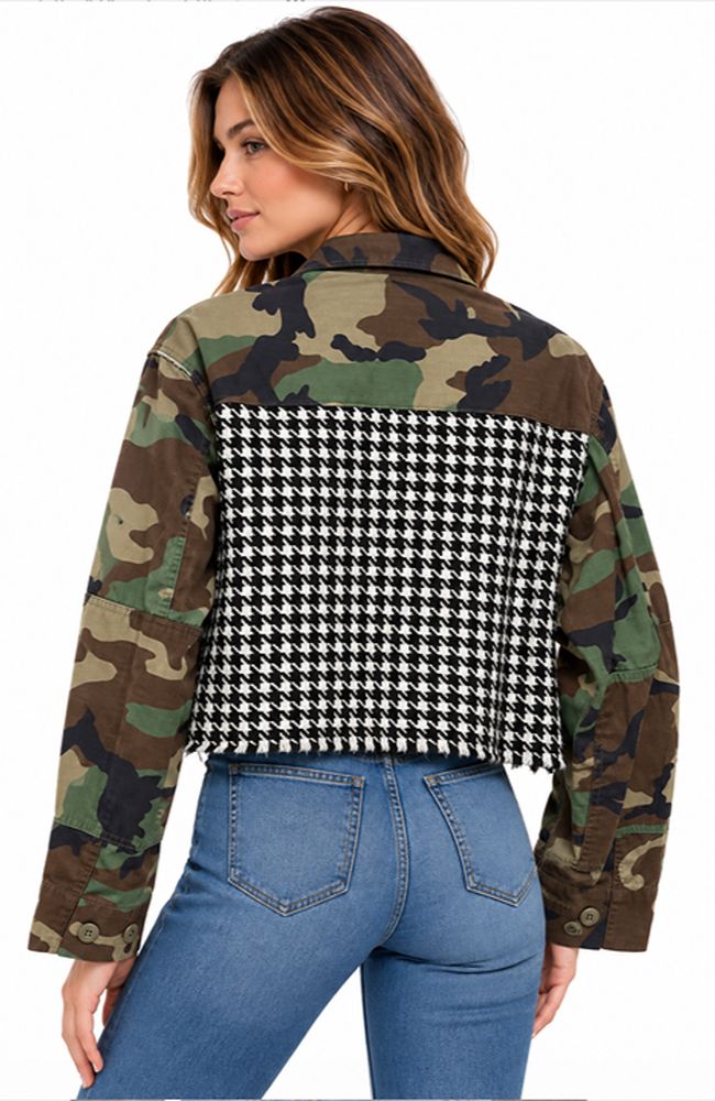 Camo Jacket Houndstooth Back