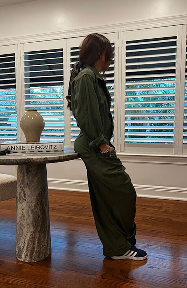 Jumpsuit Green Button Up