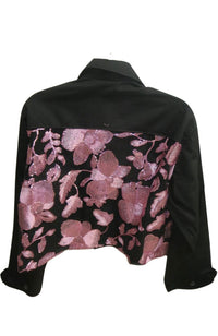 Pink Pop on Black Jacket Cropped
