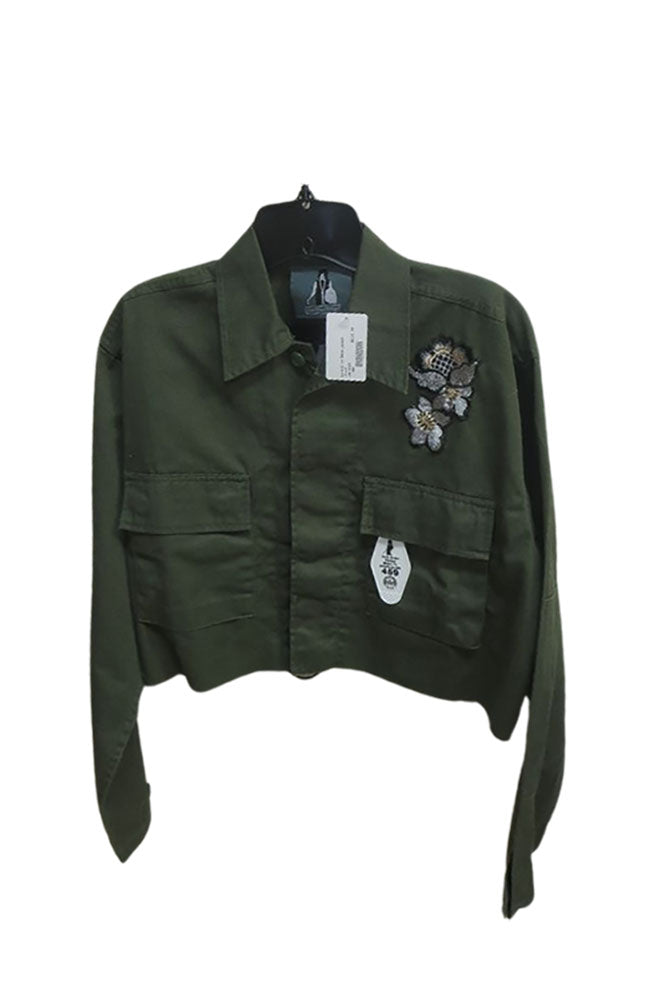 Lace Crop Olive Jacket