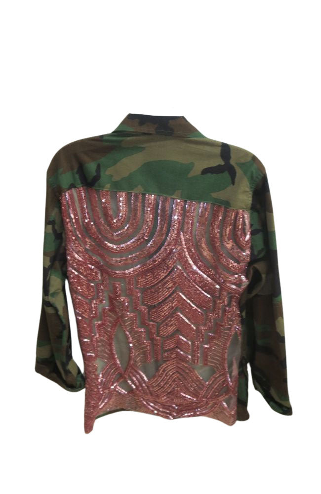 Pink Deco Full Length Camo Jacket
