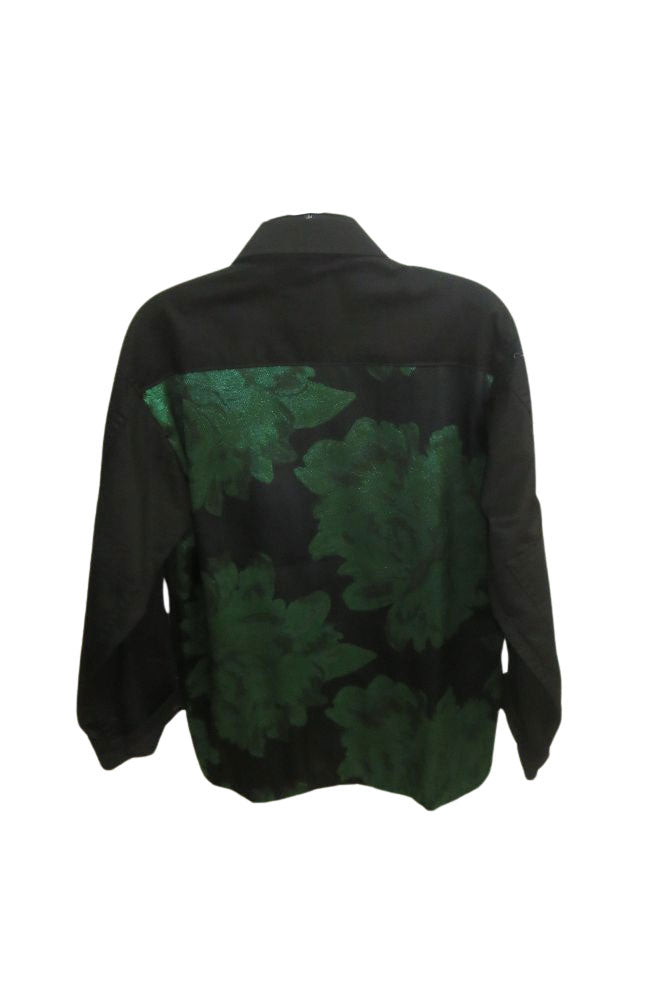 Green Brocade Full Length Black Jacket