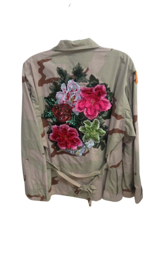 Applique Full Length Khaki Camo Jacket