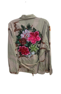 Applique Full Length Khaki Camo Jacket
