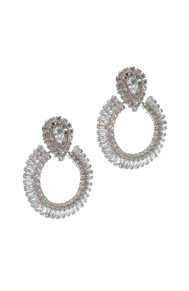 CZ Silver Open Circle Earrings
