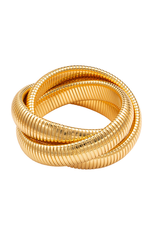 Gold Large Triple Cobra Bracelet