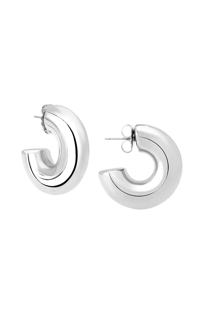 Rhodium Hoop Earring