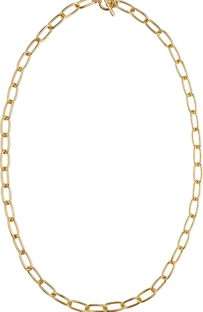 30 inch Gold Oval Link Toggle Necklace