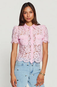 Mina Lace Shirt in Soft Rose