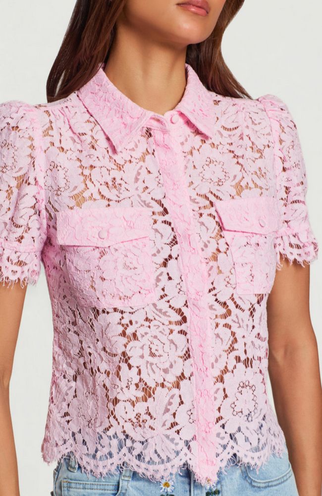 Mina Lace Shirt in Soft Rose