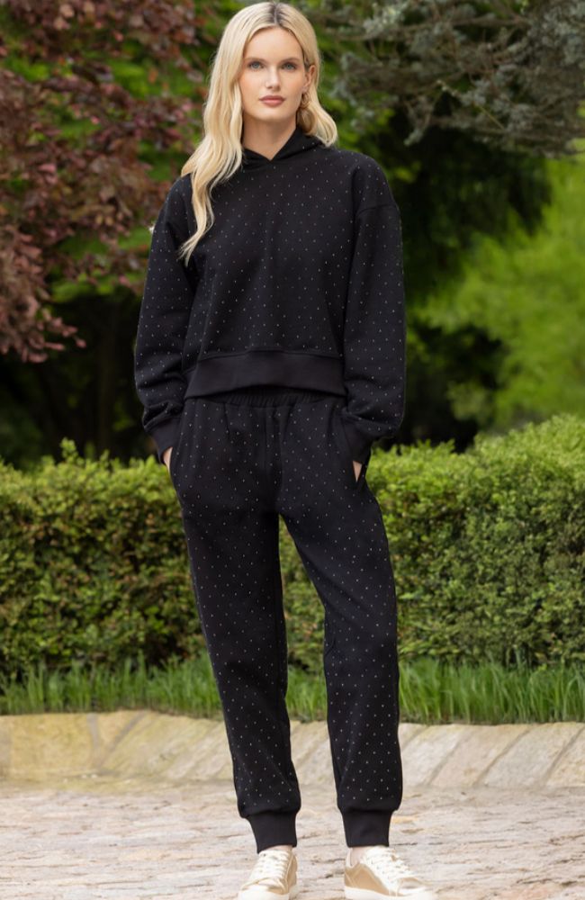 Ruel Crystal Sweatpants in Black