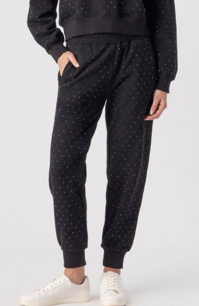 Ruel Crystal Sweatpants in Black