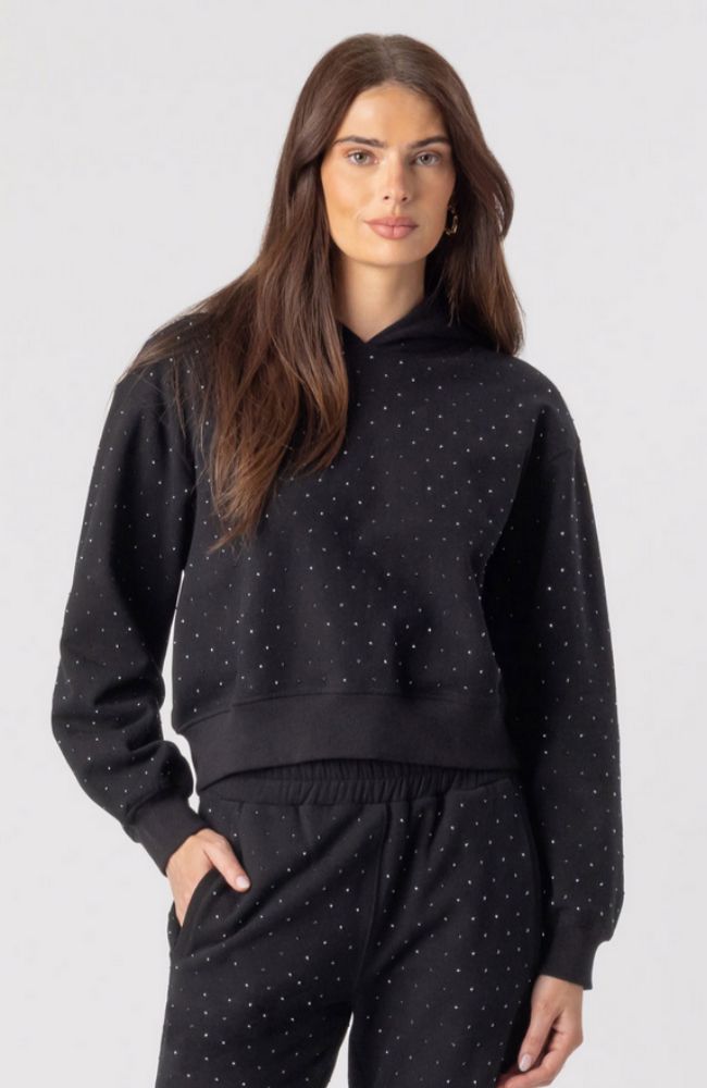 Renae Crystal Hoodie in Black