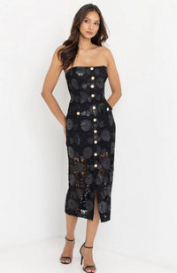 Misha Guipure Midi Dress