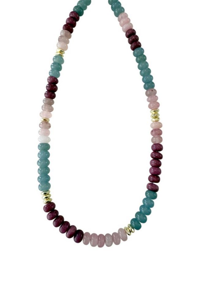 Kerry Dark Pink Mix Beaded Necklace