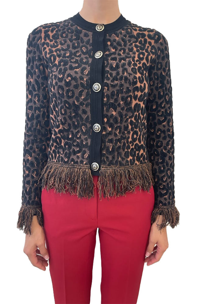 Leopard Fringe Cardigan Jacket