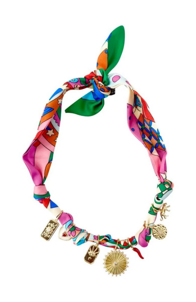 Liza Pink Multi Scarf Charm Necklace