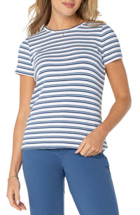 Slim Fit Strped Crew Neck Knit Tee