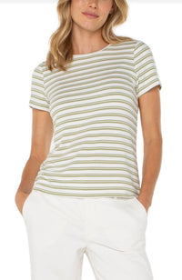 Slim Fit Strped Crew Neck Knit Tee