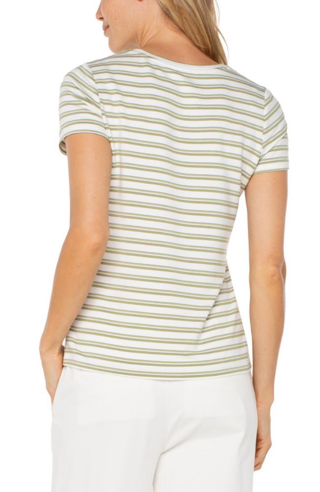 Slim Fit Strped Crew Neck Knit Tee