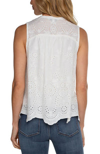Sleeveless Embroidered Woven Top