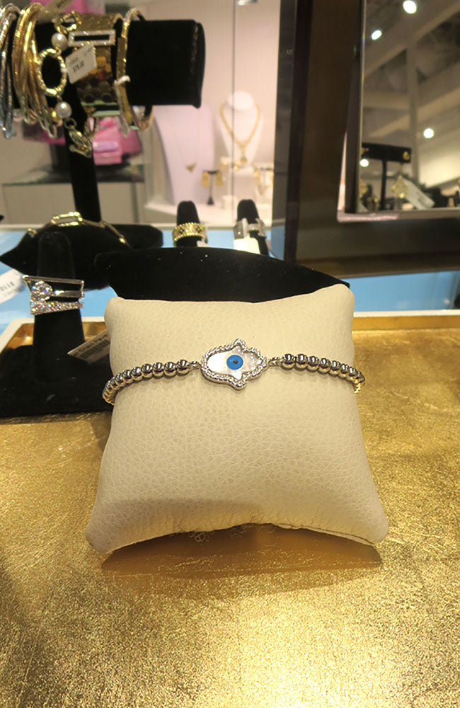 Silver Evil Eye Hamsa Ball Bracelet