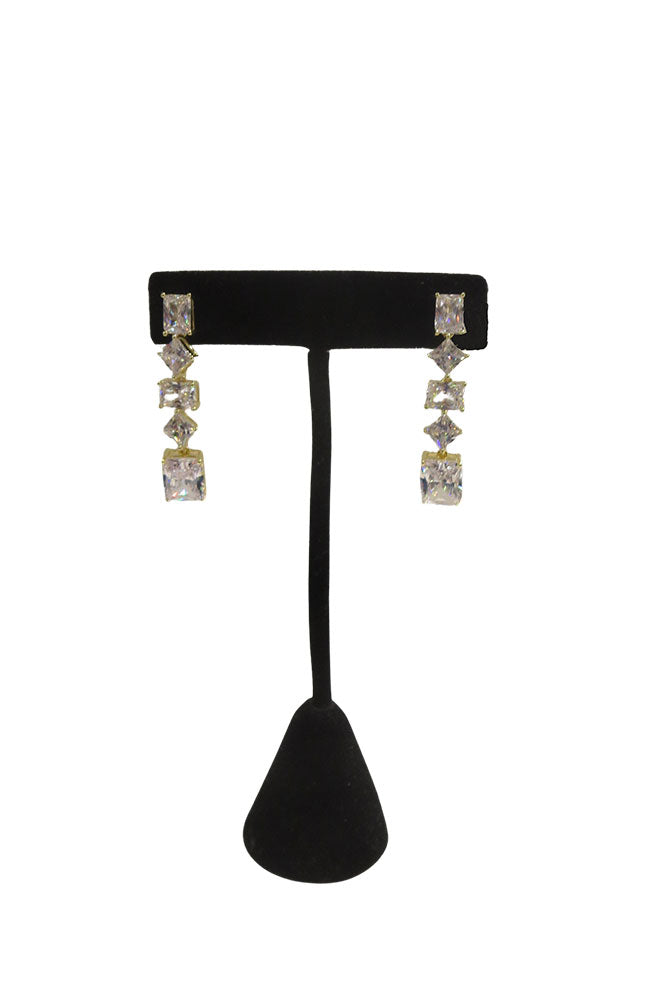 Gold 5 Stone Drop Earrings