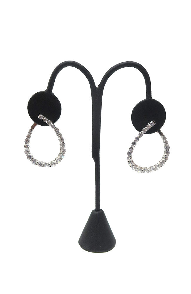 Silver Oval Front Facing CZ Hoop