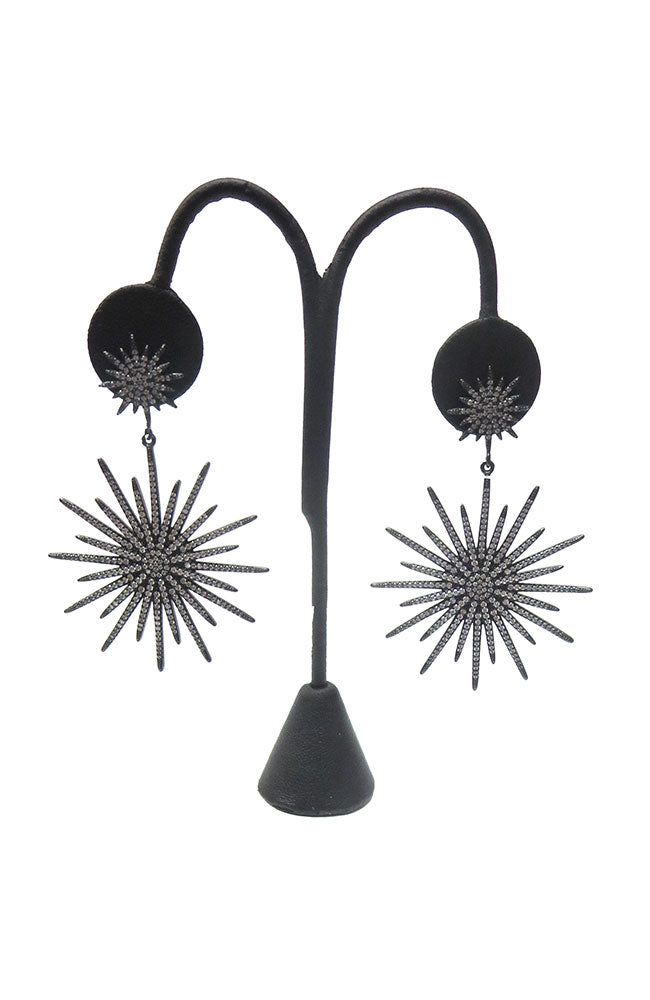 Black Double Starburst Earrings