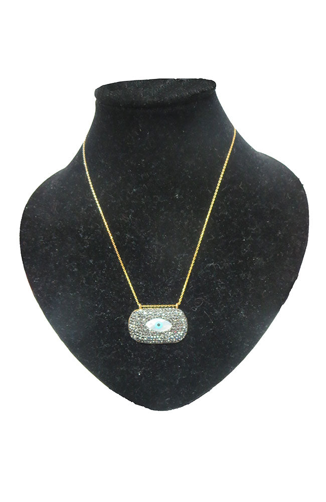 Gold Dainty Chain Dark Square CZ EE