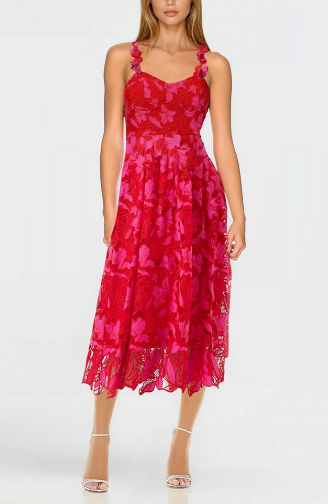 The Athena Lace Floral Long Dress