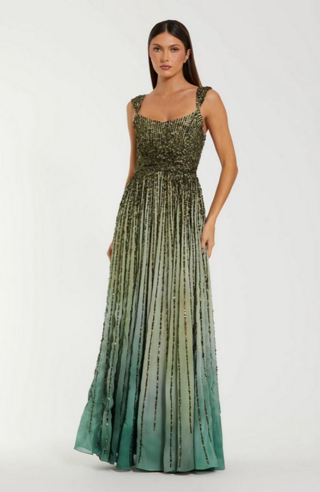 Ombre Mesh Sequin A Line Gown