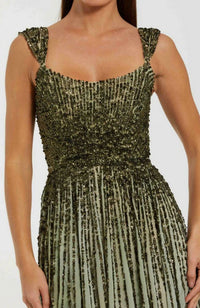 Ombre Mesh Sequin A Line Gown