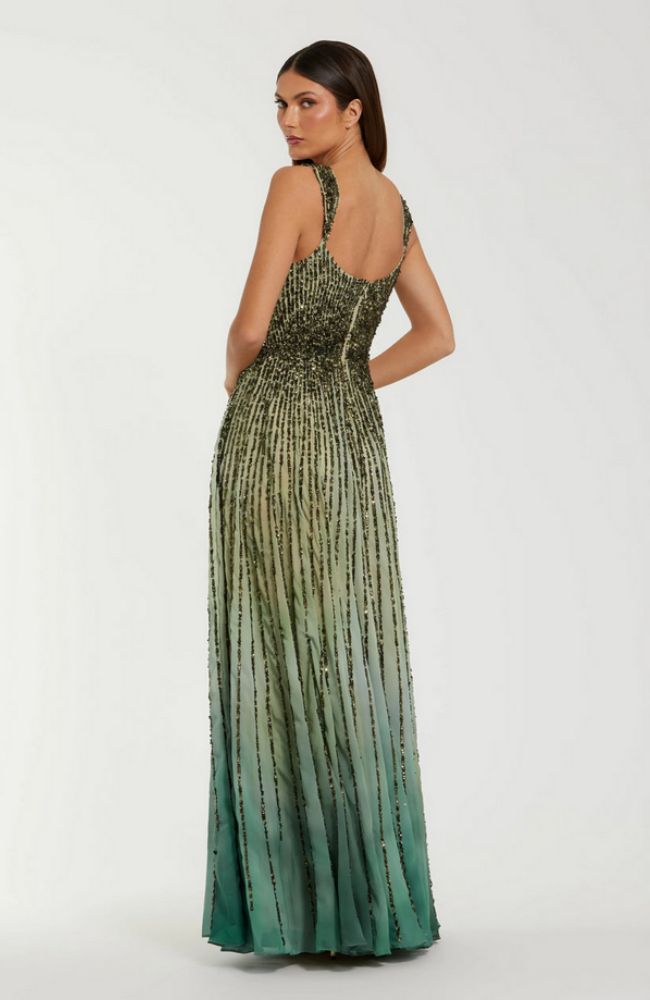 Ombre Mesh Sequin A Line Gown
