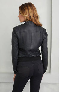 Washed Leather Bomber Jacket