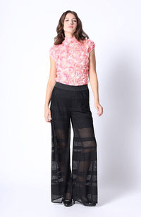 Stripe Lace Sheer Long Pants