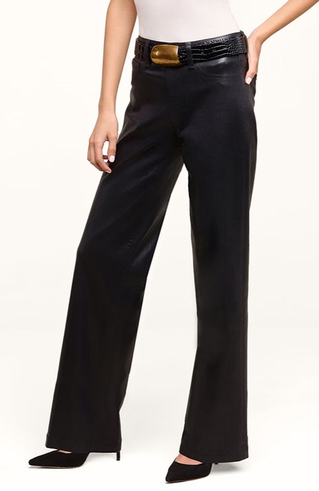 Scottie Hgh Rise Wide Leg Noir Coated Pant