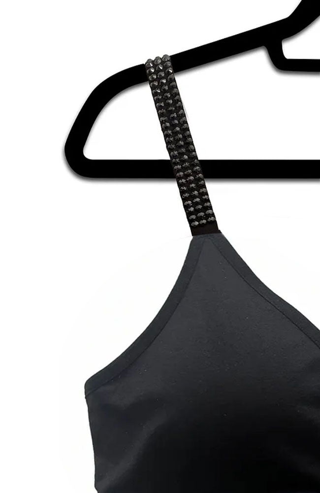 Plunge Black Bra Grande Onyx Crystals On Black Strapit