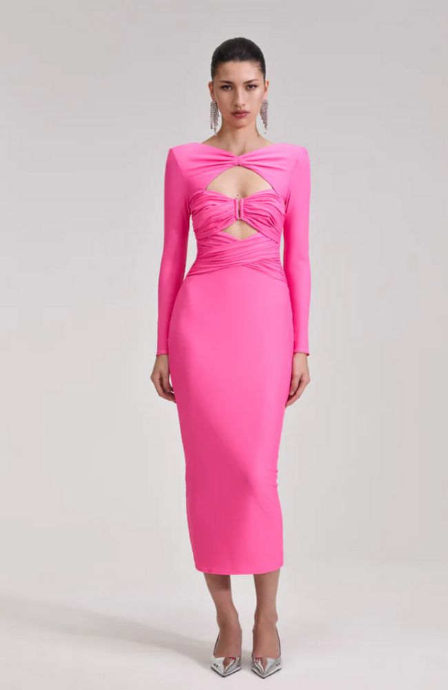 Pink Jersey Midi Dress