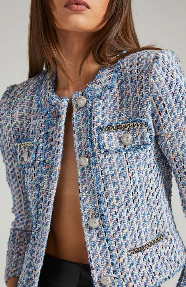 Kristen Tweed Blazer in Pinkand Light Blue – shoprodeodrive
