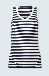 Basic Vneck Top with Stripes