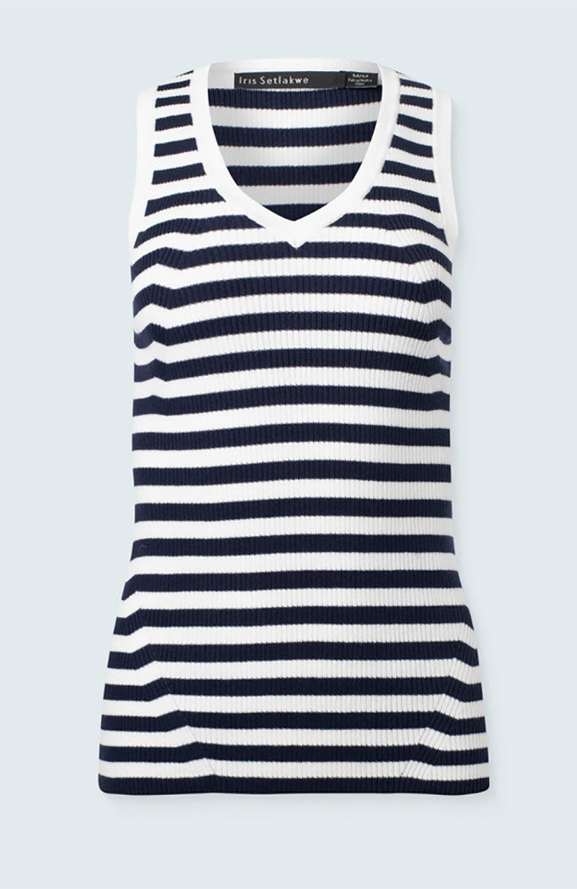 Basic Vneck Top with Stripes