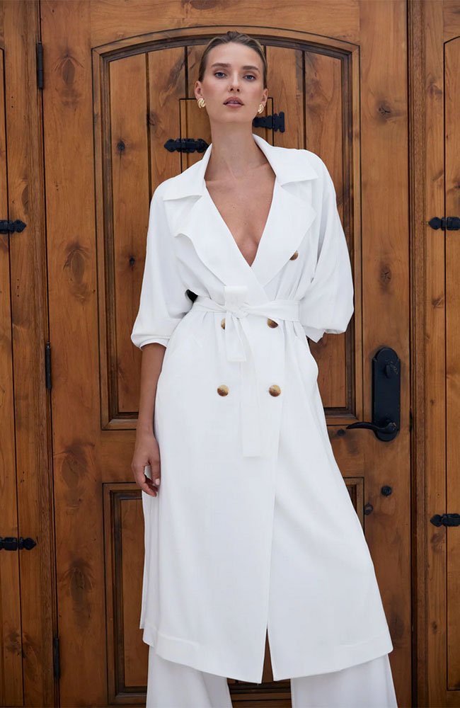 Stretch Crepe Trench Coat