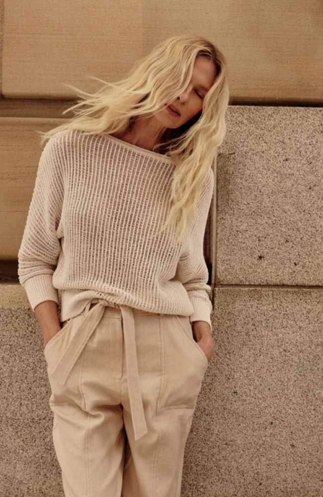 Boat Neck Crochet Sweater